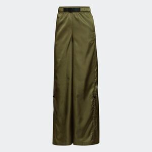 Adidas wide leg satin cargo pants army green